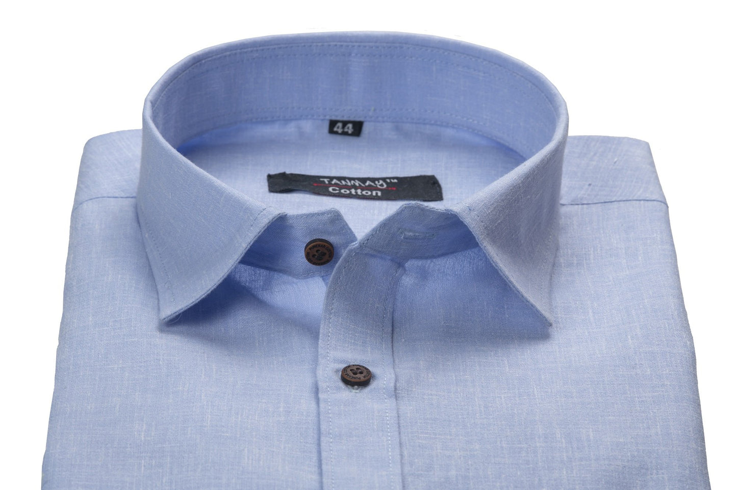 Cotton Tanmay Sky Blue Color Linen Fill Formal Cotton Shirt For Men's